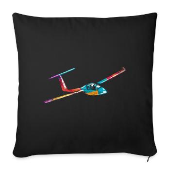 Planeur pilote - Housse de coussin décorative 45 x 45 cm - noir - Devant