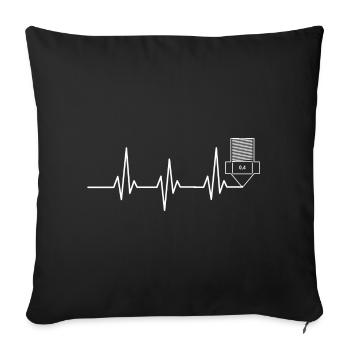 Heartbeat 3D Printing funny TShirt Design - Sofa pillowcase 17,3'' x 17,3'' (45 x 45 cm) - black - Front