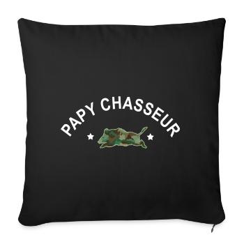 Cadeau papy chasseur chasse sanglier - Housse de coussin décorative 45 x 45 cm - noir - Devant