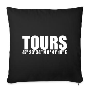 Tours Coordinates - Sofa pillowcase 17,3'' x 17,3'' (45 x 45 cm) - black - Front