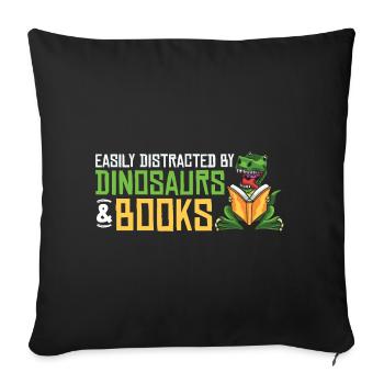 Dinosaur Book Read Dino Read Funny Readers - Sofa pillowcase 17,3'' x 17,3'' (45 x 45 cm) - black - Front