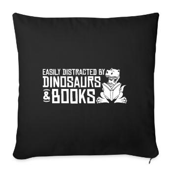 Dinosaur Book Read Dino Read Funny Readers - Sofa pillowcase 17,3'' x 17,3'' (45 x 45 cm) - black - Front