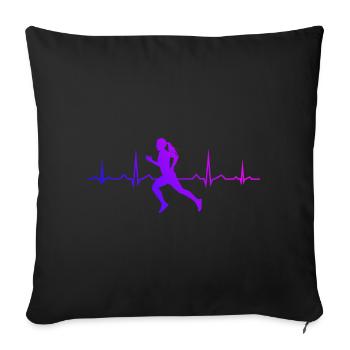 Jogging course de fond hommes jogging - Housse de coussin décorative 45 x 45 cm - noir - Devant