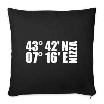 Nizza Koordinaten - Sofakissenbezug 45 x 45 cm - Schwarz - Vorne