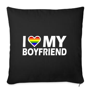 I love my boyfriend - Housse de coussin décorative 45 x 45 cm - noir - Devant