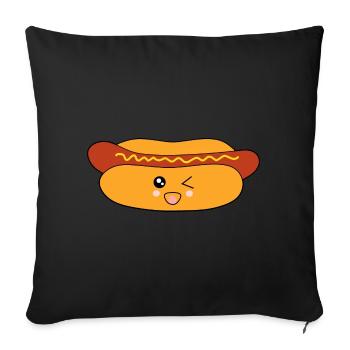 Saucisse à hot-dog - Housse de coussin décorative 45 x 45 cm - noir - Devant