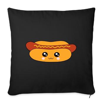 Saucisse à hot-dog - Housse de coussin décorative 45 x 45 cm - noir - Devant