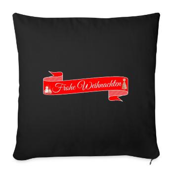 Frohe Weihnachten weißer Text auf rotem Band - Sofakissenbezug 45 x 45 cm - Schwarz - Vorne