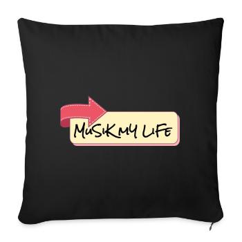 Musik Mein Leben Schriftzug - Sofakissenbezug 45 x 45 cm - Schwarz - Vorne