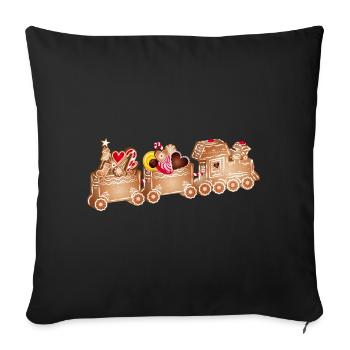 magique chemin de fer en pain d’épices 3D pour Noël - Housse de coussin décorative 45 x 45 cm - noir - Devant