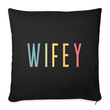 Retro Wifey Matching Couple Wedding Party Marriage - Sofa pillowcase 17,3'' x 17,3'' (45 x 45 cm) - black - Front
