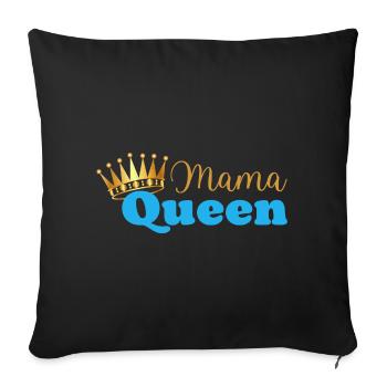 Mama queen - maman reine - cadeau fête des mères - Housse de coussin décorative 45 x 45 cm - noir - Devant
