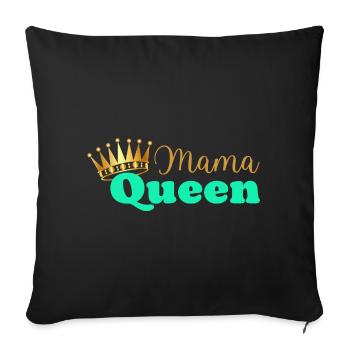 Mama queen - maman reine - cadeau fête des mères - Housse de coussin décorative 45 x 45 cm - noir - Devant