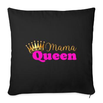 Mama queen - maman reine - cadeau fête des mères - Housse de coussin décorative 45 x 45 cm - noir - Devant
