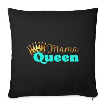 Mama queen - maman reine - cadeau fête des mères - Housse de coussin décorative 45 x 45 cm - noir - Devant