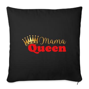 Mama queen - maman reine - cadeau fête des mères - Housse de coussin décorative 45 x 45 cm - noir - Devant
