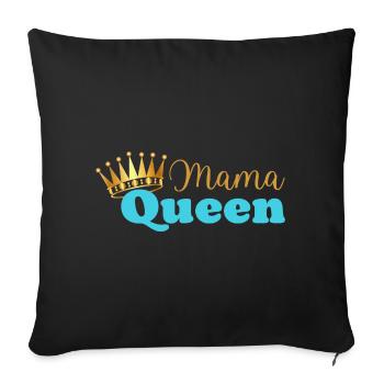 Mama queen - maman reine - cadeau fête des mères - Housse de coussin décorative 45 x 45 cm - noir - Devant