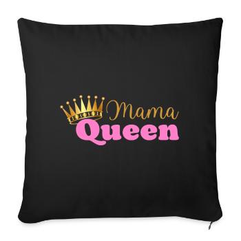 Mama queen - maman reine - cadeau fête des mères - Housse de coussin décorative 45 x 45 cm - noir - Devant
