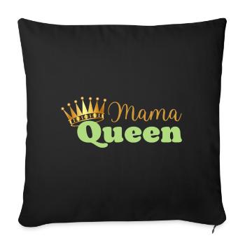Mama queen - maman reine - cadeau fête des mères - Housse de coussin décorative 45 x 45 cm - noir - Devant