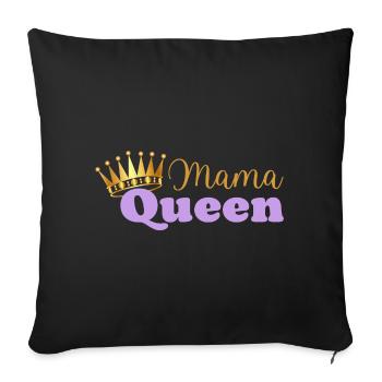 Mama queen - maman reine - cadeau fête des mères - Housse de coussin décorative 45 x 45 cm - noir - Devant