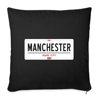 Manchester town sign - Sofa pillowcase 17,3'' x 17,3'' (45 x 45 cm) - black - Front