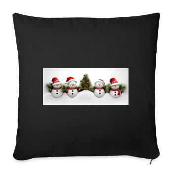 Bonhomme de neige avec sapin - Housse de coussin décorative 45 x 45 cm - noir - Devant
