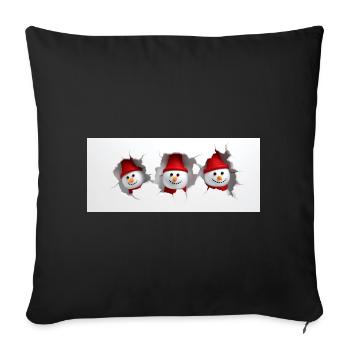 Bonhomme de neige 3D - Housse de coussin décorative 45 x 45 cm - noir - Devant