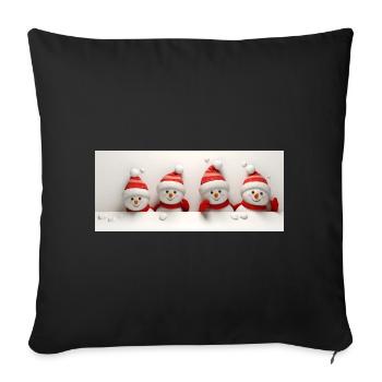 Mignon bonhomme de neige de noël - Housse de coussin décorative 45 x 45 cm - noir - Devant