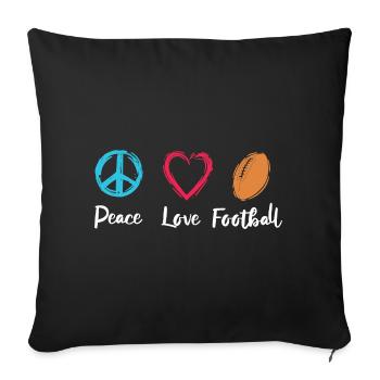Peace Love Football - Sofa pillowcase 17,3'' x 17,3'' (45 x 45 cm) - black - Front