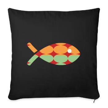 POISSON. SARDINE. POISSON D'AVRIL. MER. OCÉAN - Housse de coussin décorative 45 x 45 cm - noir - Devant