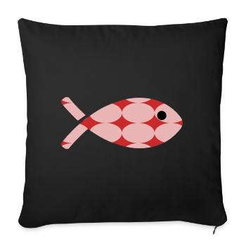 FISH. APRIL FOOL. SEA. OCEAN. NATURE. HUMO - Sofa pillowcase 17,3'' x 17,3'' (45 x 45 cm) - black - Front