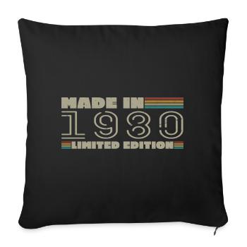 Vintage 1980's 1980's Birthday Gift Born in 1980 - Sofa pillowcase 17,3'' x 17,3'' (45 x 45 cm) - black - Front