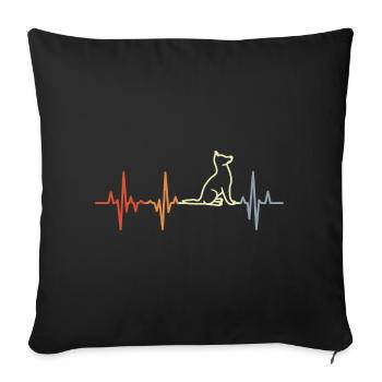 Vintage Dogs ECG Heart Line - Sofa pillowcase 17,3'' x 17,3'' (45 x 45 cm) - black - Front