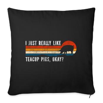 Teacup Curly Tail Pig - Sofa pillowcase 17,3'' x 17,3'' (45 x 45 cm) - black - Front
