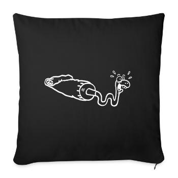 Serpent blanc et tube de gouache - Housse de coussin décorative 45 x 45 cm - noir - Devant
