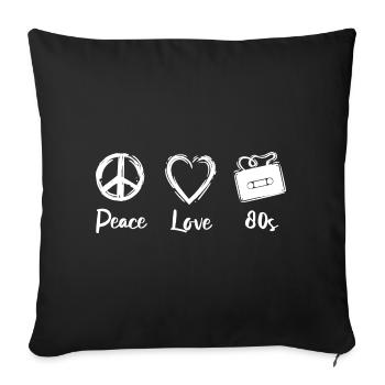 Frieden Liebe 80er Jahre - Sofakissenbezug 45 x 45 cm - Schwarz - Vorne