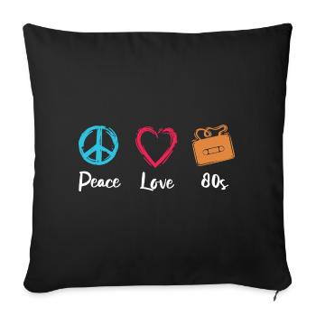 Peace Love 80s - Sofa pillowcase 17,3'' x 17,3'' (45 x 45 cm) - black - Front