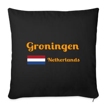 Groningen Netherlands - Stylish prints - Sofa pillowcase 17,3'' x 17,3'' (45 x 45 cm) - black - Front