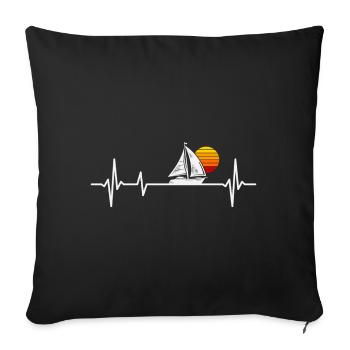 Sailing Heartbeat Sailor Capitaine de voilier - Housse de coussin décorative 45 x 45 cm - noir - Devant