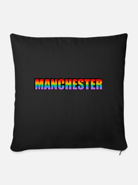 Manchester Regenbogen LGBT Pride - Sofakissenbezug 45 x 45 cm - Schwarz