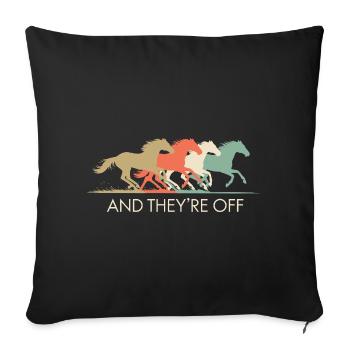 Vintage Racing Horses Illustration - Sofa pillowcase 17,3'' x 17,3'' (45 x 45 cm) - black - Front