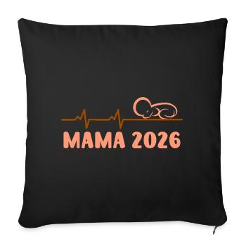 Future maman MAMA 2026 Bébé arrive Drôle - Housse de coussin décorative 45 x 45 cm - noir - Devant