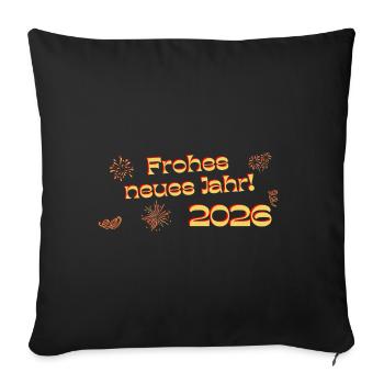 Frohes neues Jahr 2026 Text rot golden dekorativ - Sofakissenbezug 45 x 45 cm - Schwarz - Vorne