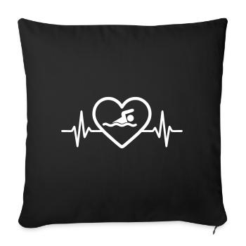Heart Swim - Sofa pillowcase 17,3'' x 17,3'' (45 x 45 cm) - black - Front