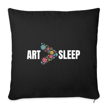 Blumenkunst > Schlaf – Lustiger Künstler T-Shirt - Sofakissenbezug 45 x 45 cm - Schwarz - Vorne