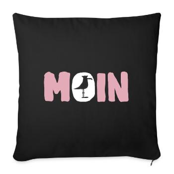 Moin mit Möwe - Sofakissenbezug 45 x 45 cm - Schwarz - Vorne