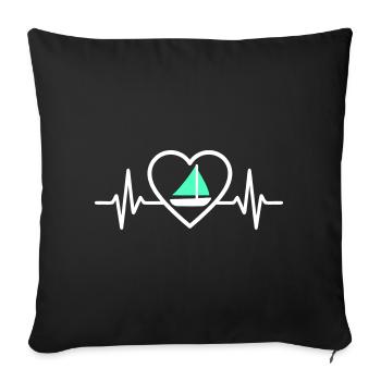 Cœur Voile – Passion Bateau - Housse de coussin décorative 45 x 45 cm - noir - Devant
