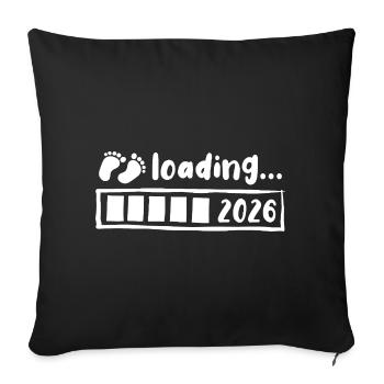 Baby 2026 loading - Schwangerschaft - Geschenk - Sofakissenbezug 45 x 45 cm - Schwarz - Vorne