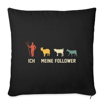 Moi et mes suiveurs, chèvres chèvres rétro - Housse de coussin décorative 45 x 45 cm - noir - Devant