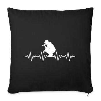 Rapper rapping MC Microphone Checker ECG heartbeat - Sofa pillowcase 17,3'' x 17,3'' (45 x 45 cm) - black - Front